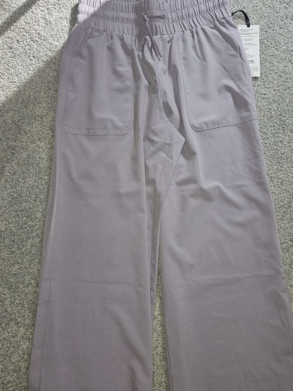 Mondetta Wide-Leg Drawstring Pants in Lavender Gray